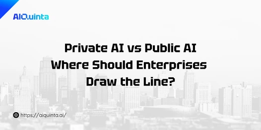 Private AI vs Public AI comparison table showing differences in data control, cost, customization, governance, scalability, and business use cases.